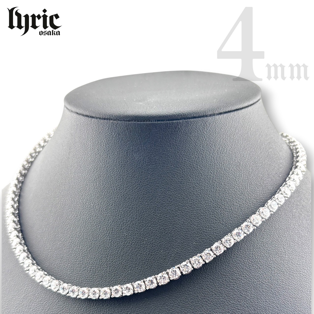 【最高級】stainless316L 4mm 55cm luxury tennis necklace  silver
