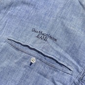 イタリア製 GIAN MARCO VENTURI 半袖 シャンブレー シャツ 37 /ビンテージ/メンズ/ブルー系