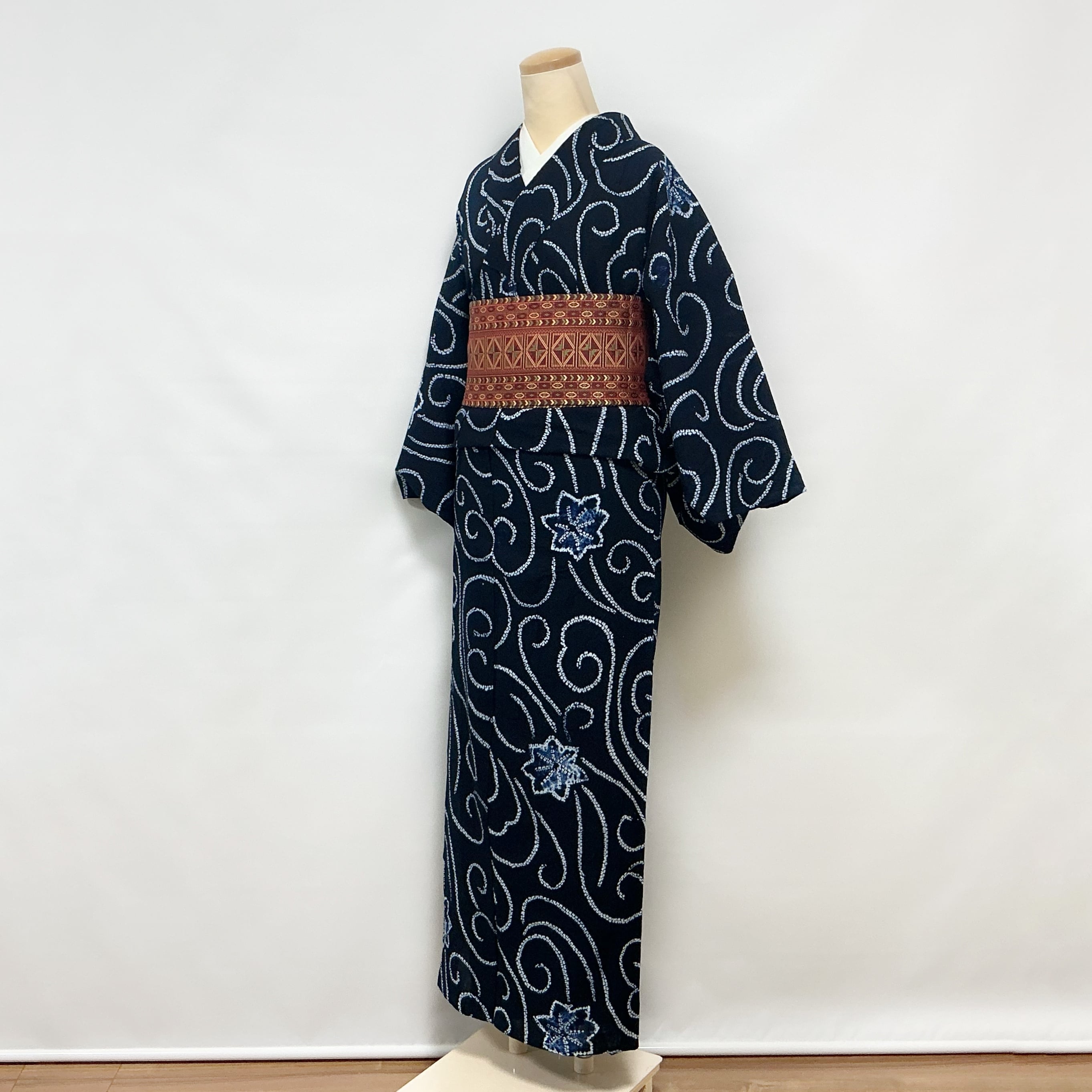 【美おり】YK52003 浴衣 有松絞り 浴衣 うちわ柄 Sサイズ 有松絞り 浴衣 うちわ柄【231707】 | くれはとり