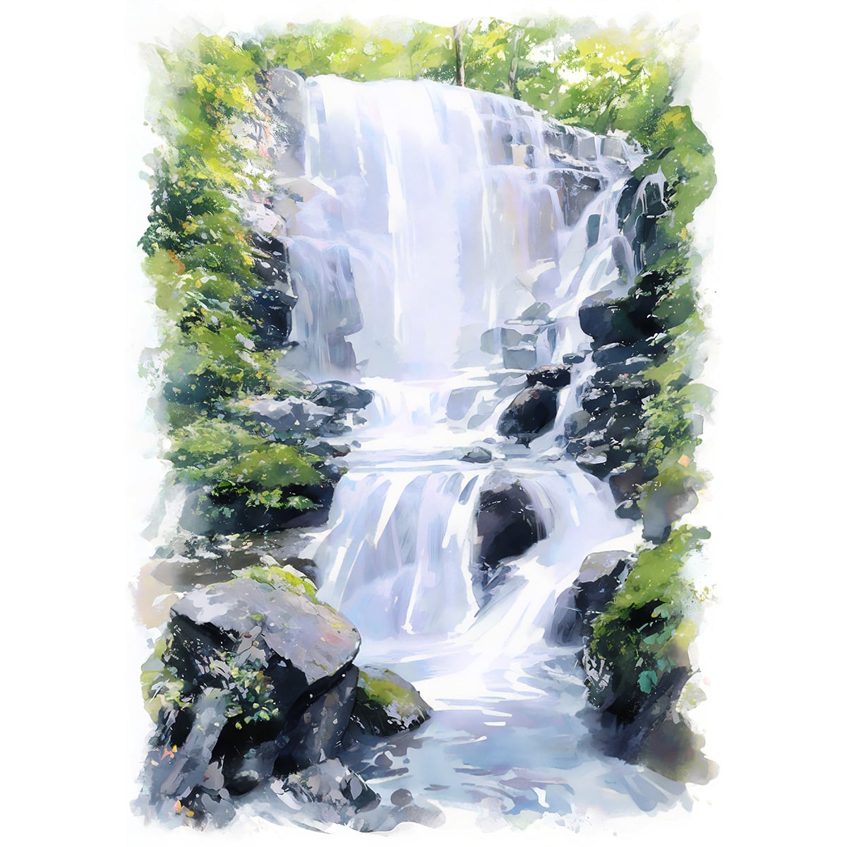 油彩画 山と滝の風景、鰐山滝 c9153456900b2c1a666a0e84491848