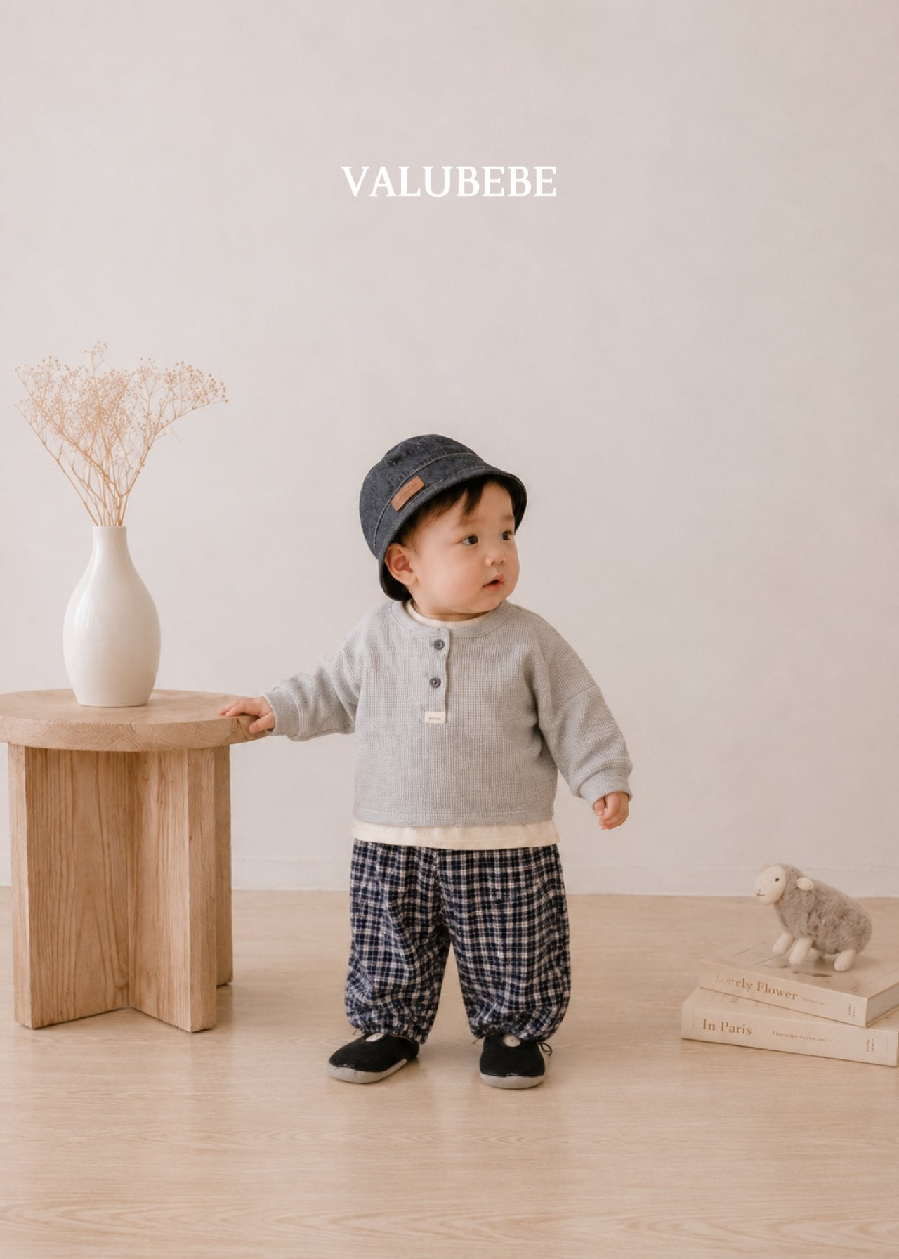 送料無料【予約】/ ミニワッフルボタンTシャツ / valubebe
