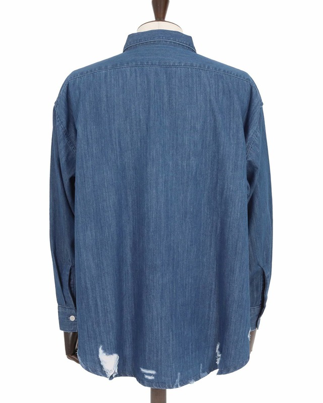 【GLIMCLAP】裾ダメージ デニムシャツ　(19-027-gls-cf)