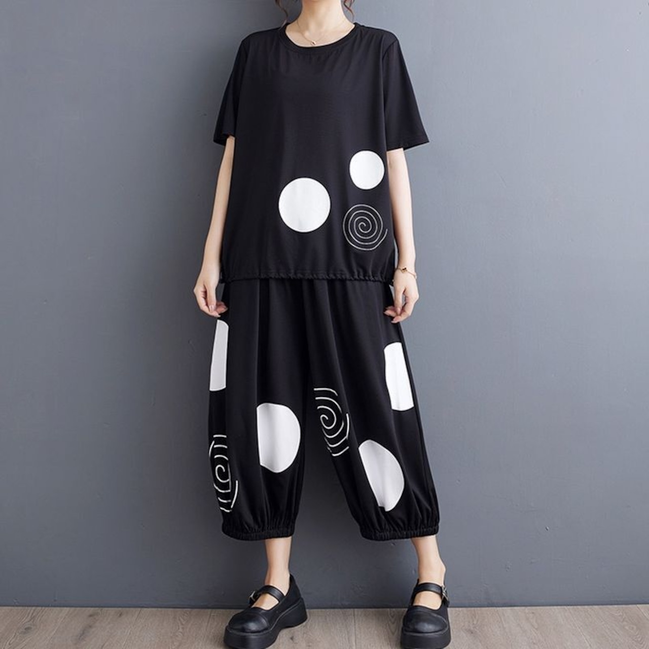 ドット&渦巻き Tシャツ キュロット セレクト30131