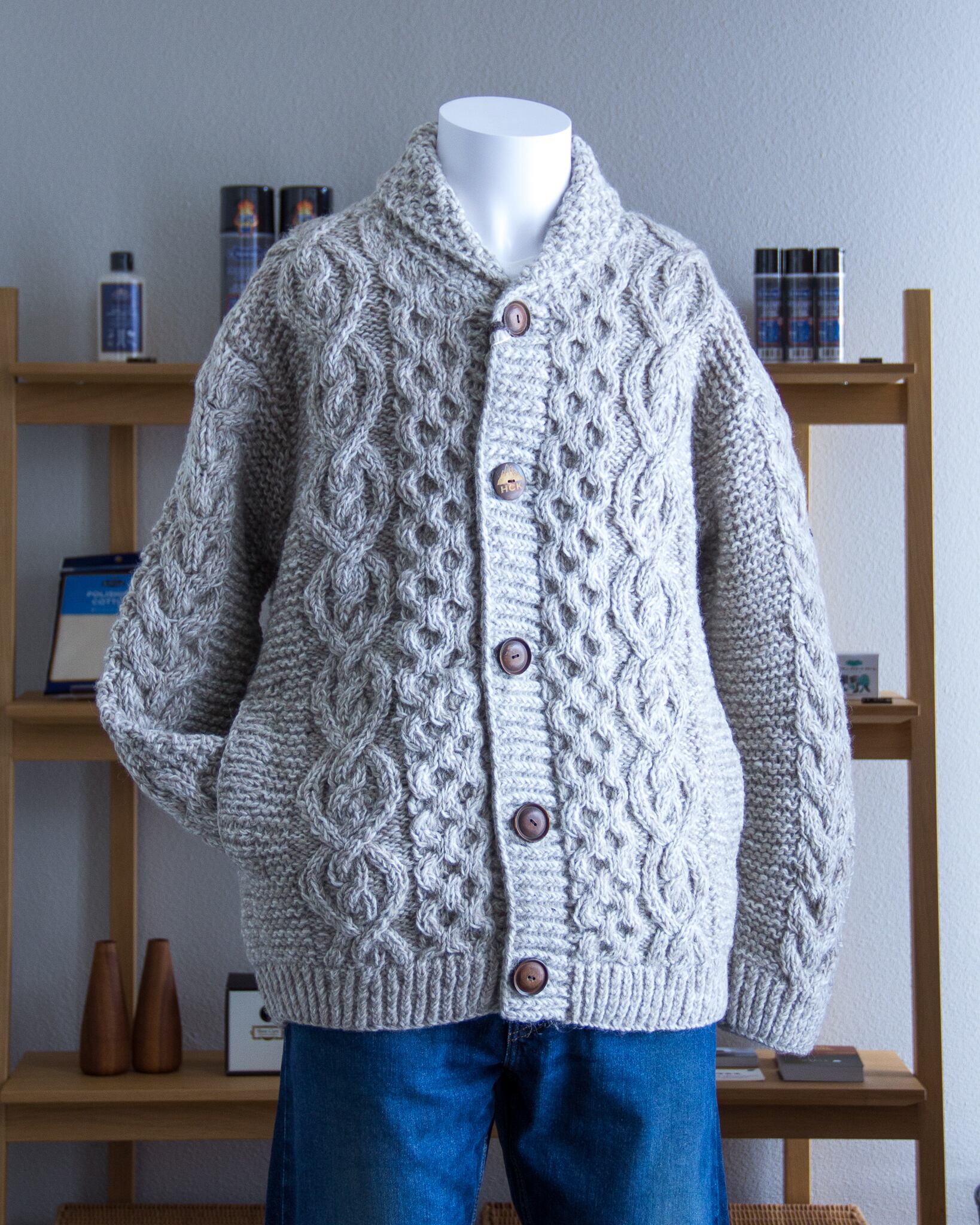 ヒマラヤンクライマーズハンドニット ショールカーディガン 手編み  