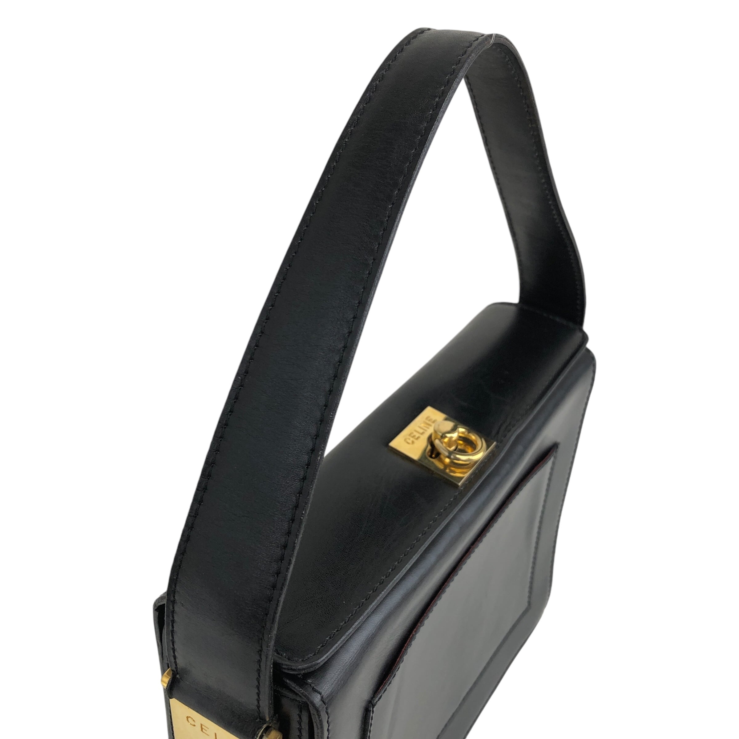 CELINE セリーヌ ショルダーバッグ ブラック ガンチーニ ロゴ レザー