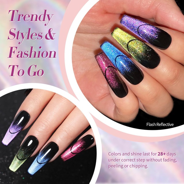 BORN PRETTY ジェルネイルカラー ブラック ラメ入り キラキラ UV/LED対応 カラージェル ポリッシュタイプ セルフネイル (9Dユニコーンマグネットジェル)