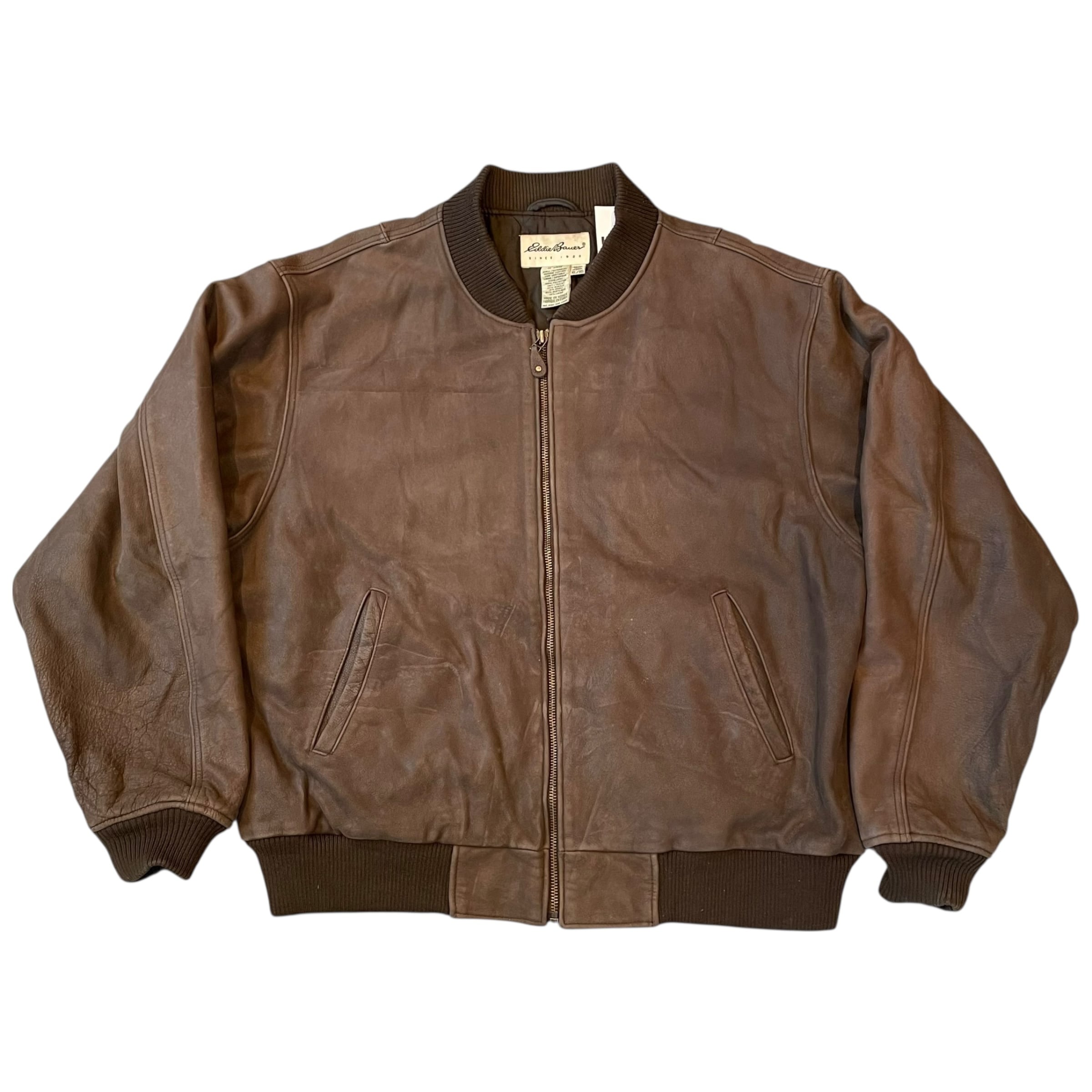 1990s Eddie Bauer "Brown" Leather zip jacket