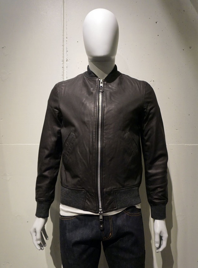 AWESOME LEATHER rib leather Blouson ブラック