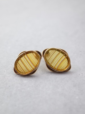 Yellow Striped Agate - Graphical Stud Earring - 2