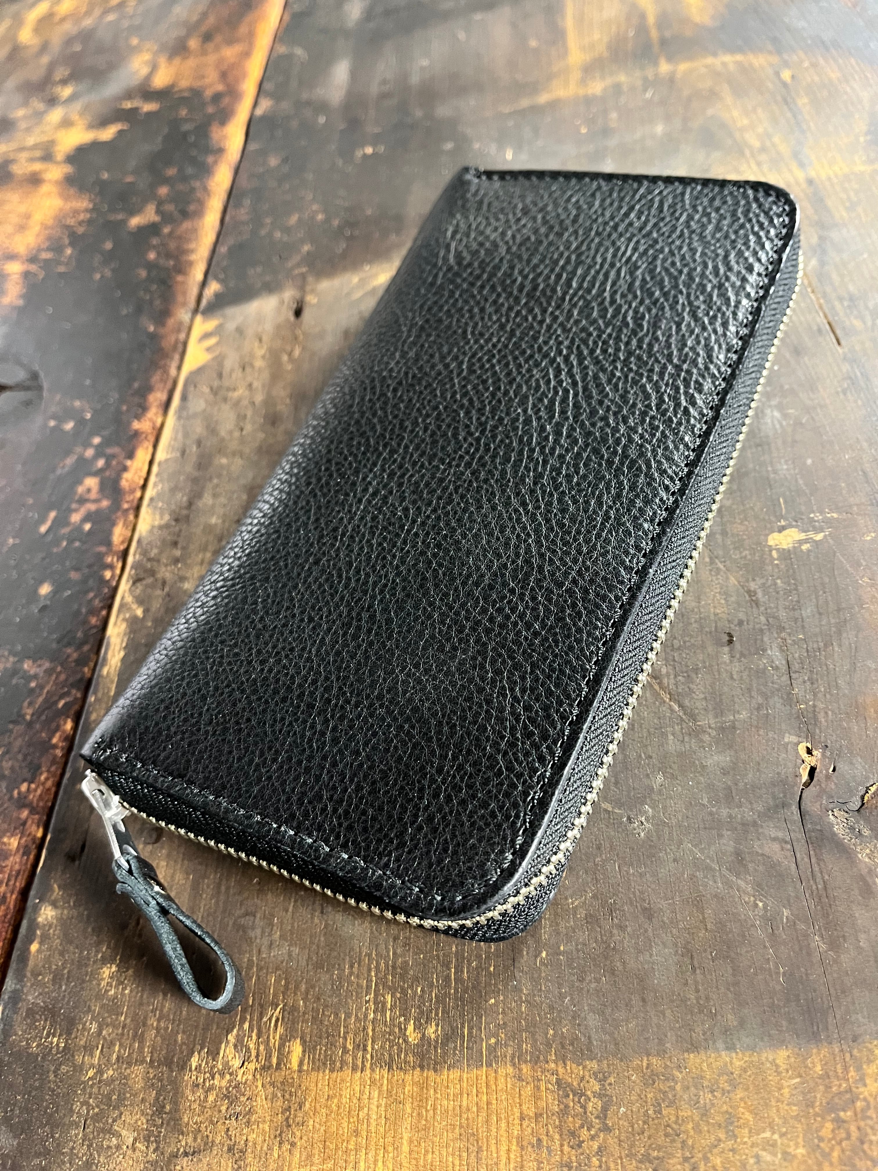 ラウンドファスナー SH005 シュリンクレザー BLK | TRAVISHOOD