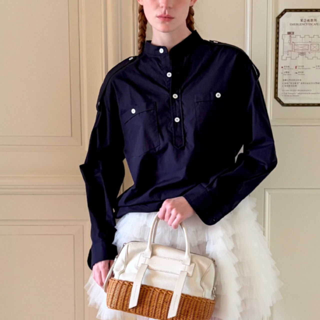 Outremer Band Collar Blouse F0626