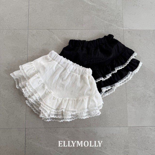 [予約] ELLY MOLLY - silk  layer pants ( white / black )