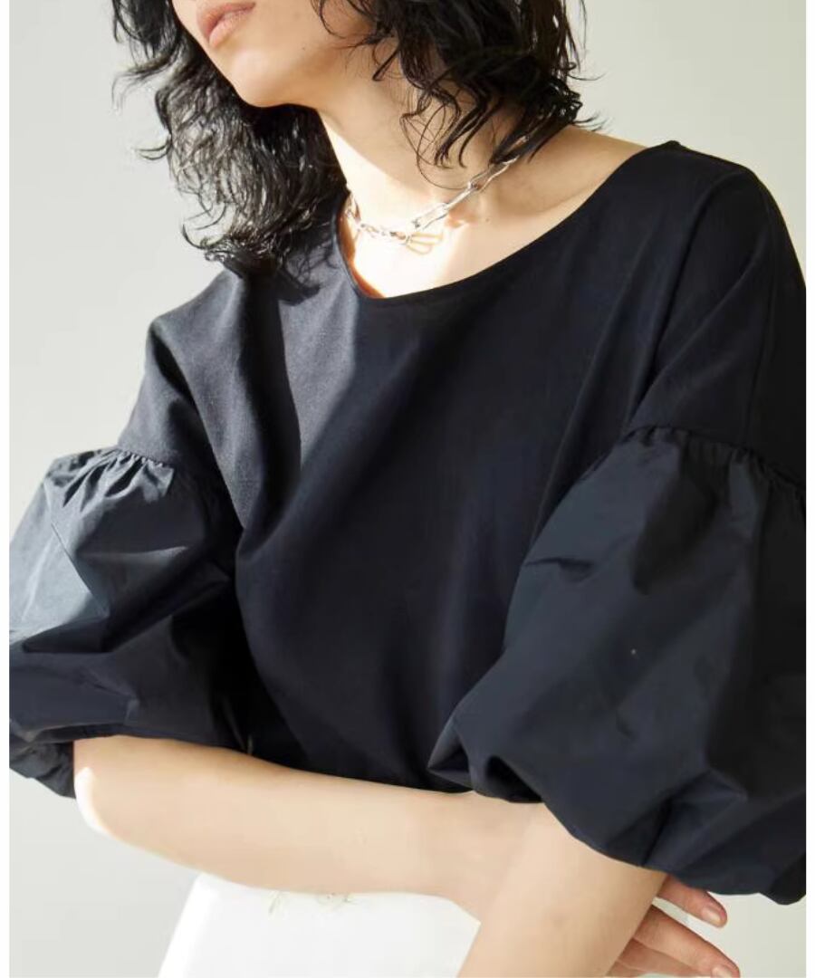 パフスリーブ◆シンプルTシャツ【t-10382】