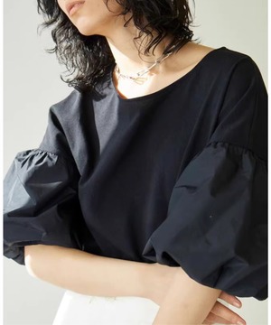 パフスリーブ◆シンプルTシャツ【t-10382】