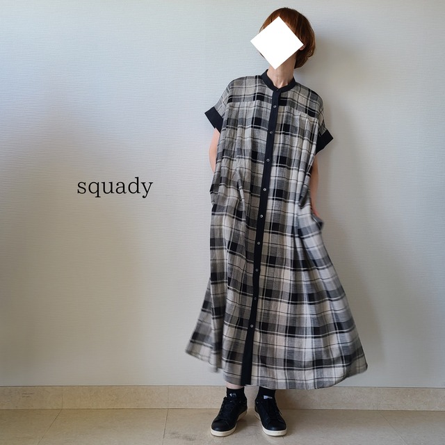 【squady】リネンチェックワンピ(802-2185)