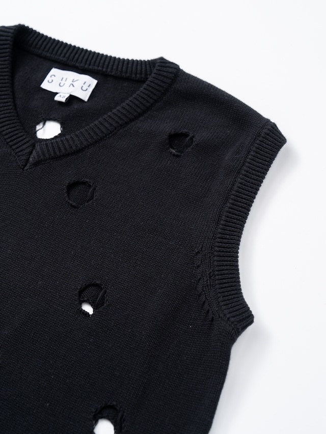 【SUKU HOME】Polka dot knit vest