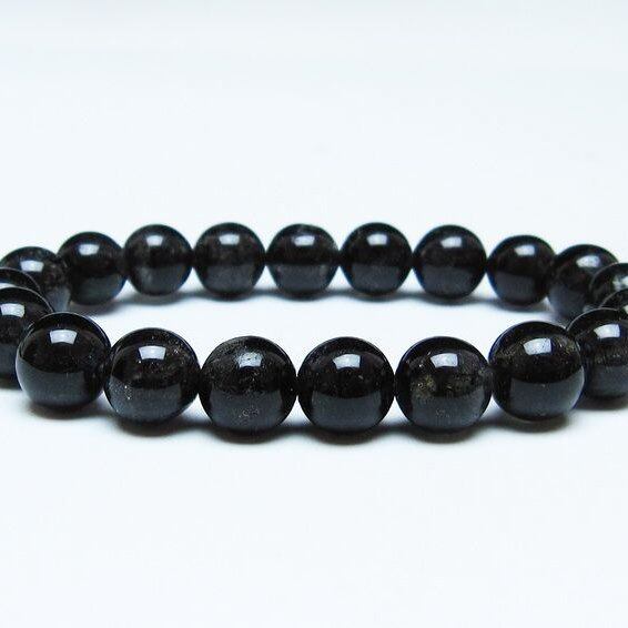 ブラックルチルクォーツ ブレスレット 10mm ブラックトルマリン トルマリネイテッドクォーツ 一点物 メール便可 [M便 1/10] 111-47064