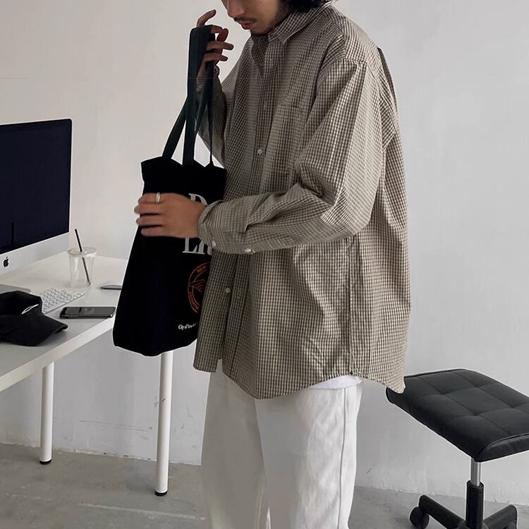 ★AMERICAN RETRO LOOSE CUT BASIC PLAID SHIRT　　　A0728