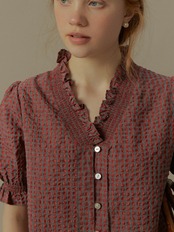 Rosalie Frill Check Blouse F0705