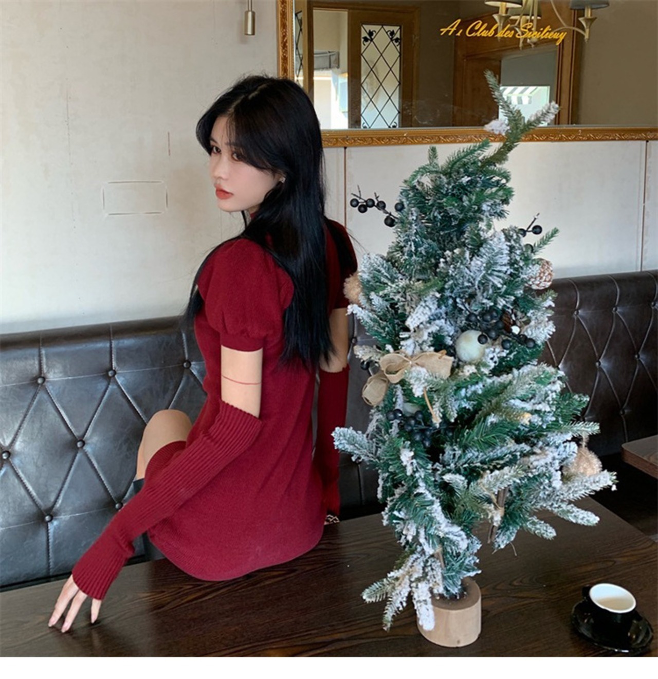美人度アップ!気質満点アームカバー付きタイトセクシーギャルニット 