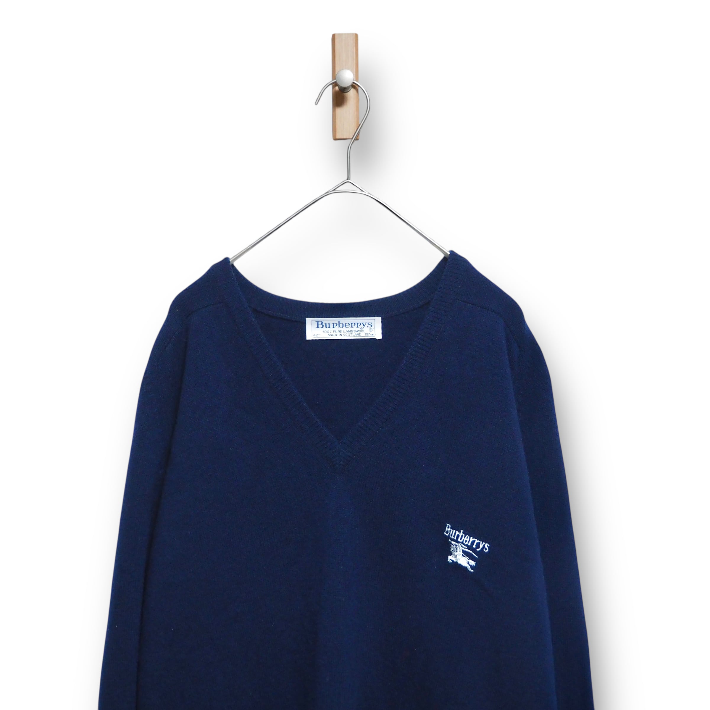 【BURBERRY】Vネックニット|80s|スコットランド製