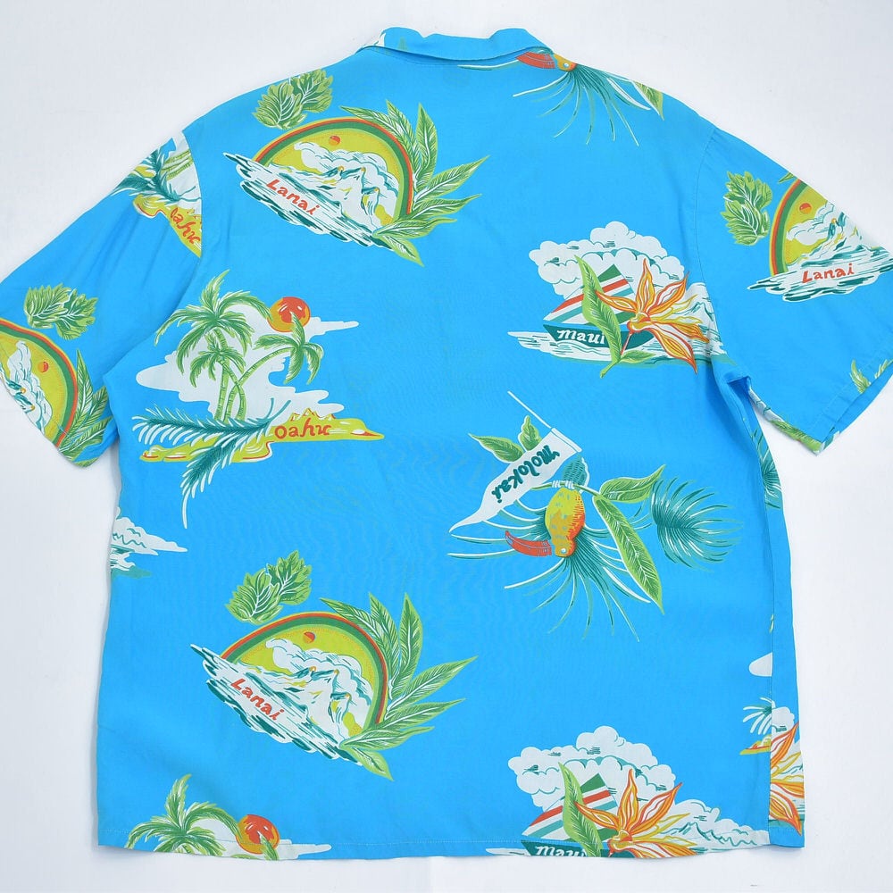 90s Yours トロピカル柄 総柄 レーヨン アロハシャツ スキッパー 90s Yours トロピカル柄 総柄 レーヨン アロハシャツ スキッパー
