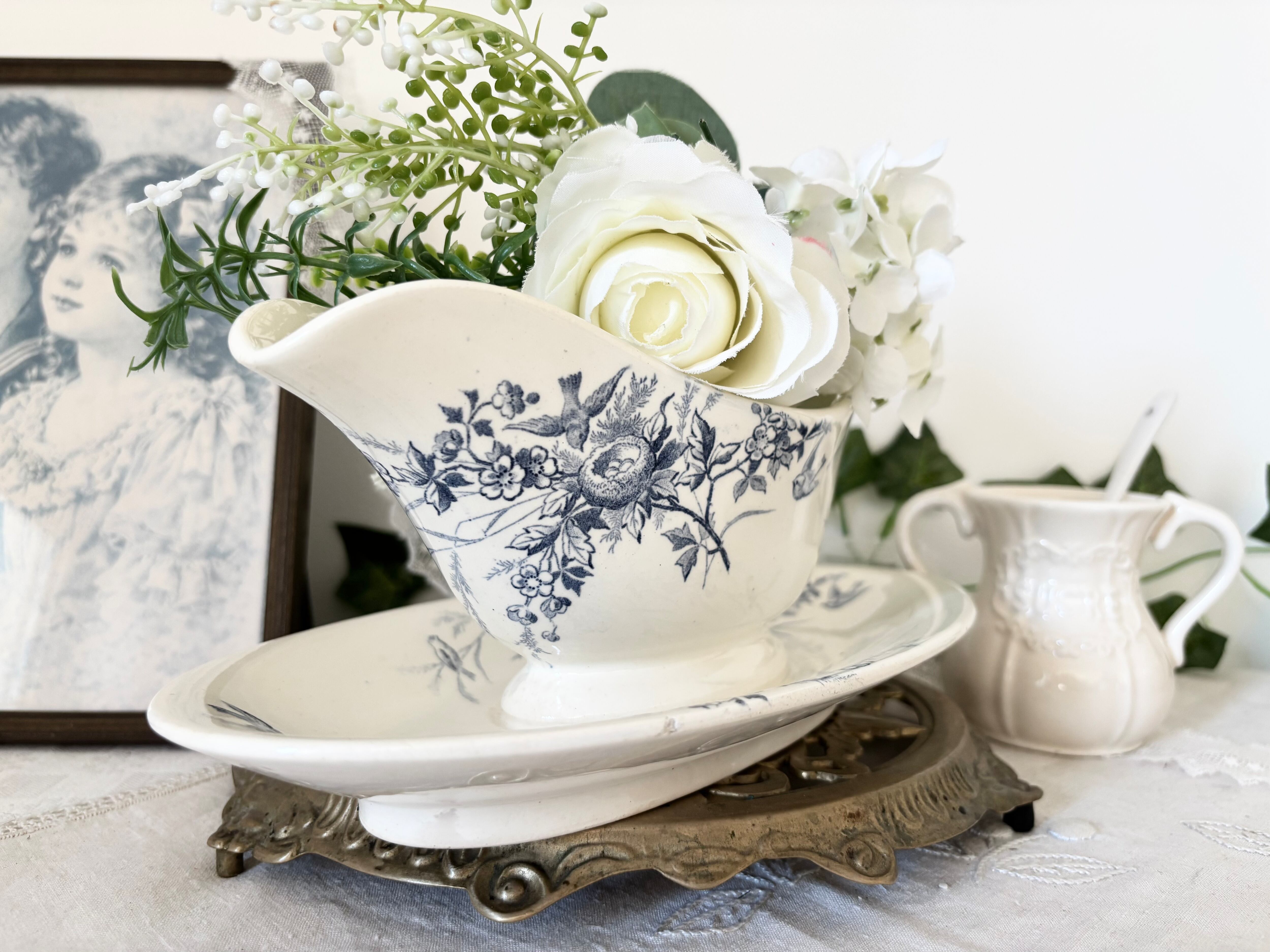 希少　美品　terre de fer お花のラヴィエ　フランスアンティーク キッチン・食器 希少 美品 terre de fer お花のラヴィエ フランス
