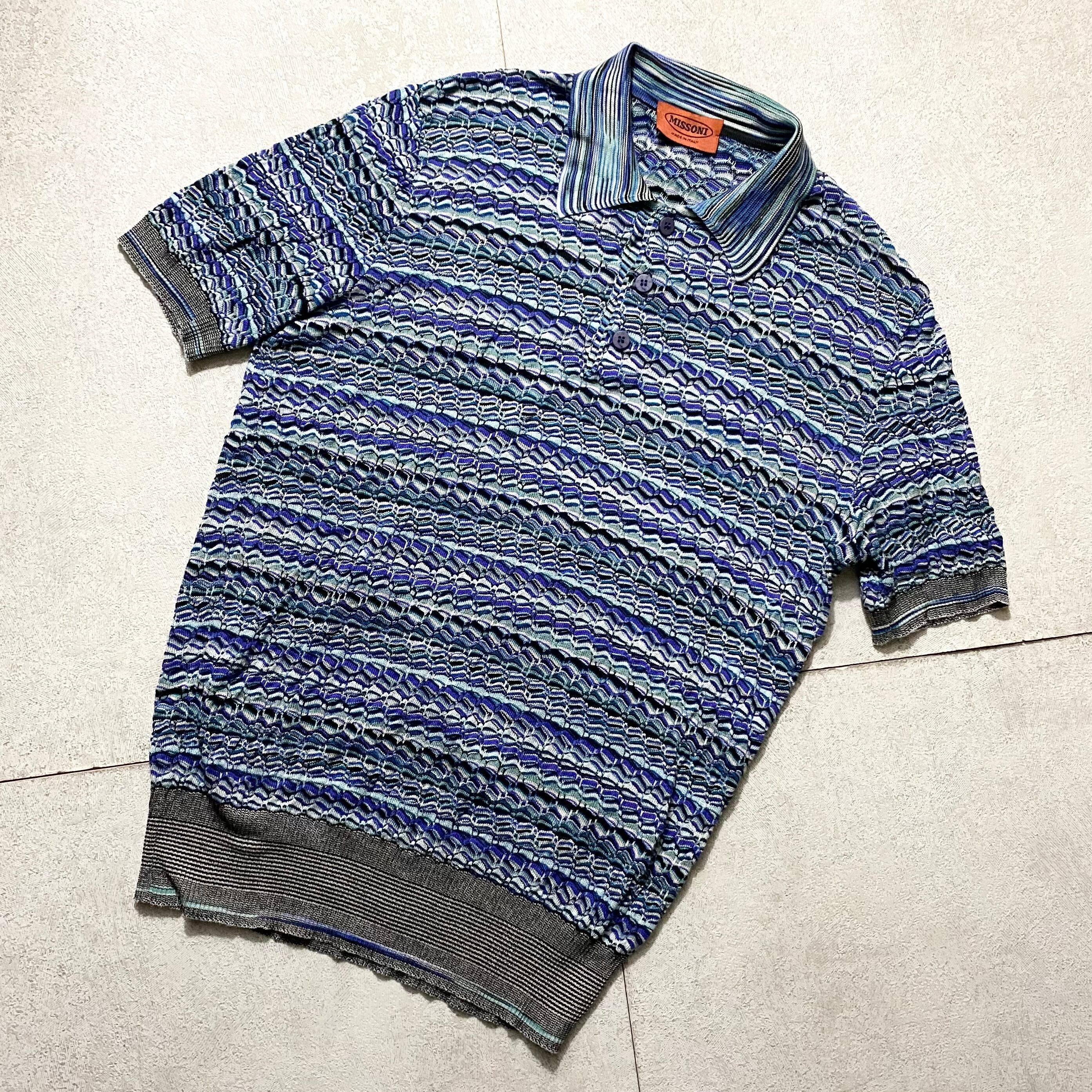 MISSONI border pattern knit polo shirt | NOIR ONLINE