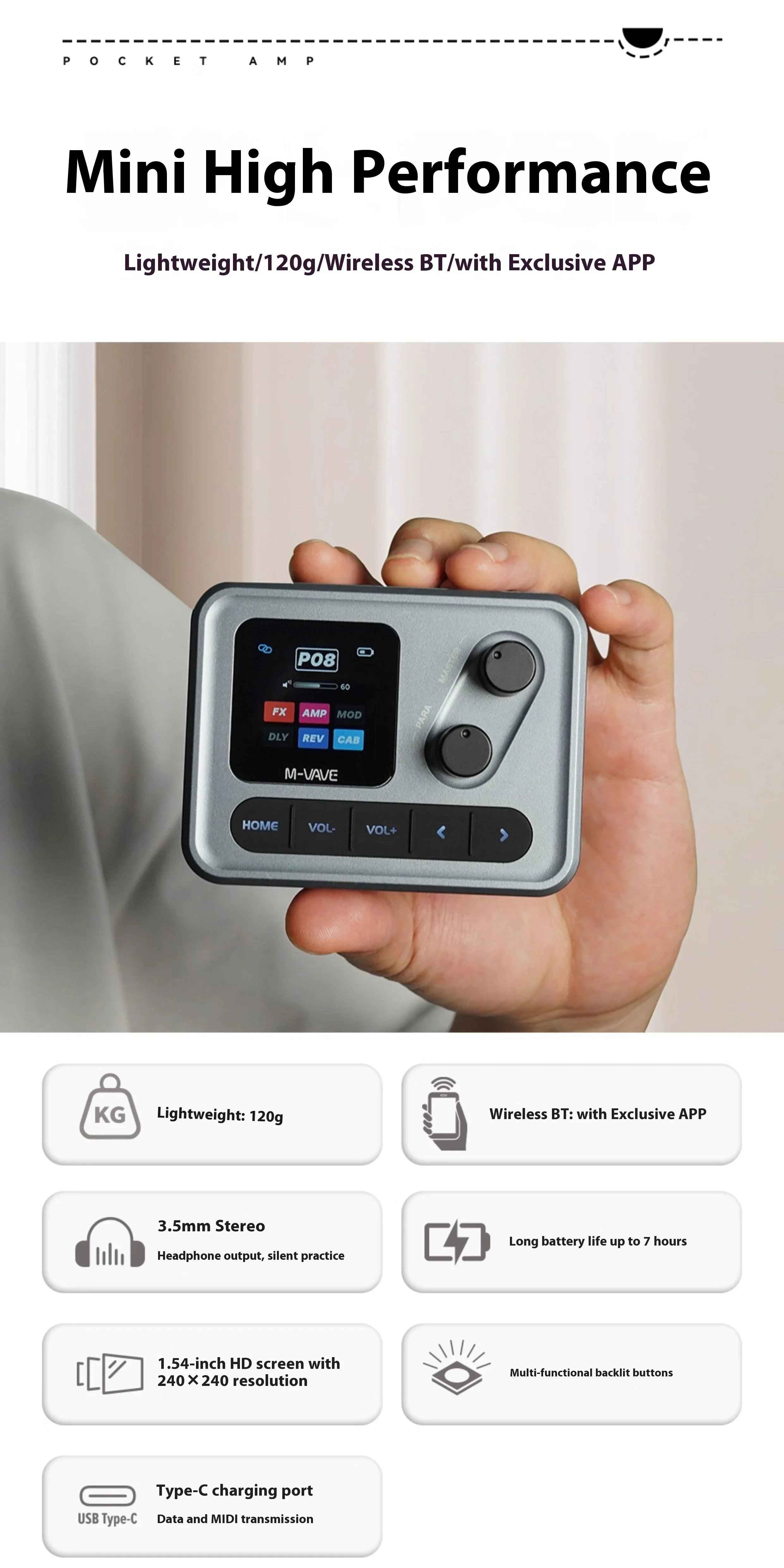 M-VAVE Pocket AMP ギターエフェクター ドラム ルーパー