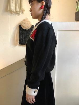 Tuxedo design knit sweater