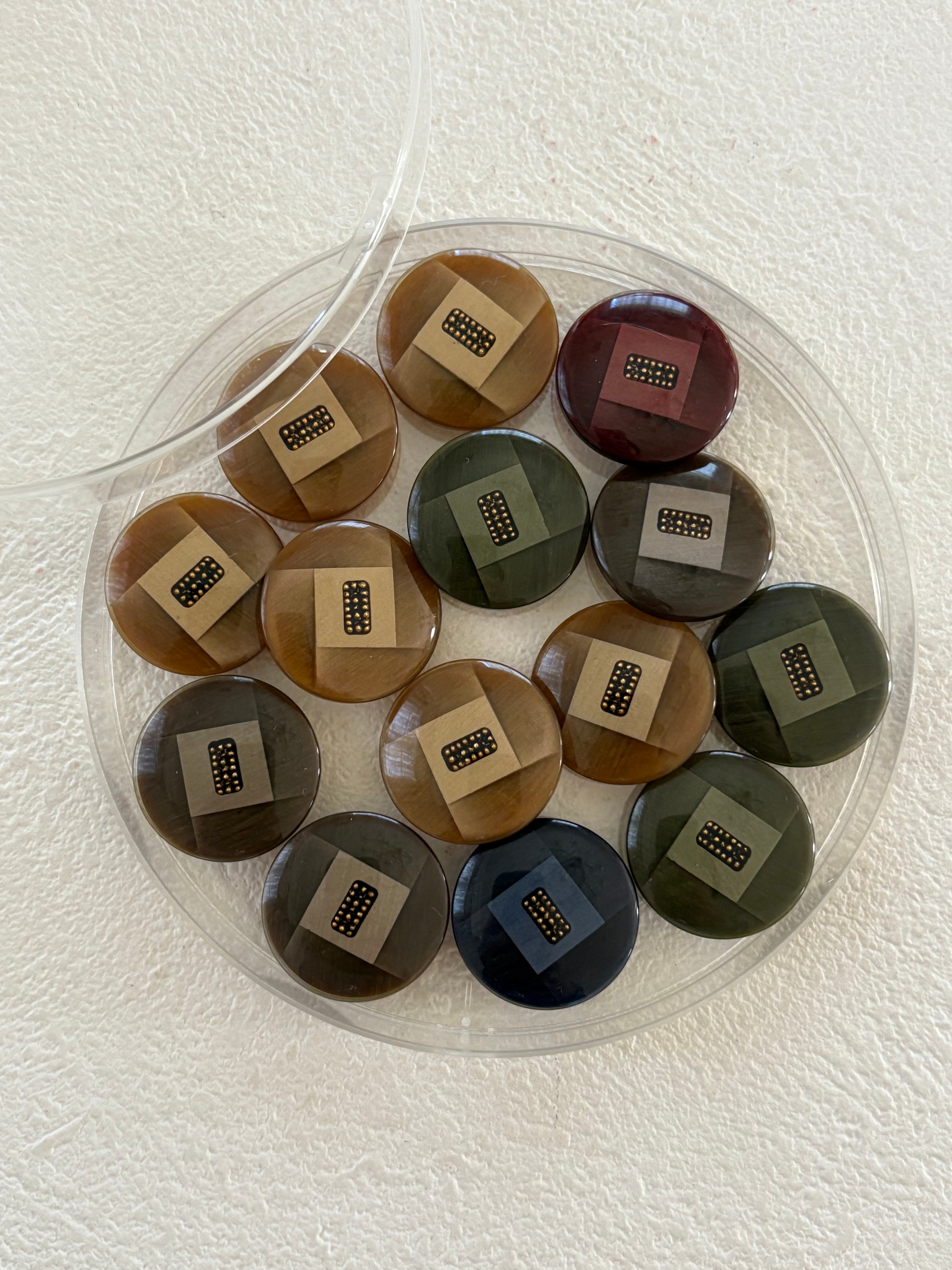 Japanese Vintage ボタン 20mm グレー/ネイビー/ダークブラウン/ブラウン/ワインレッド 昭和レトロ アクセサリーパーツ 装飾材 カルトナージュ