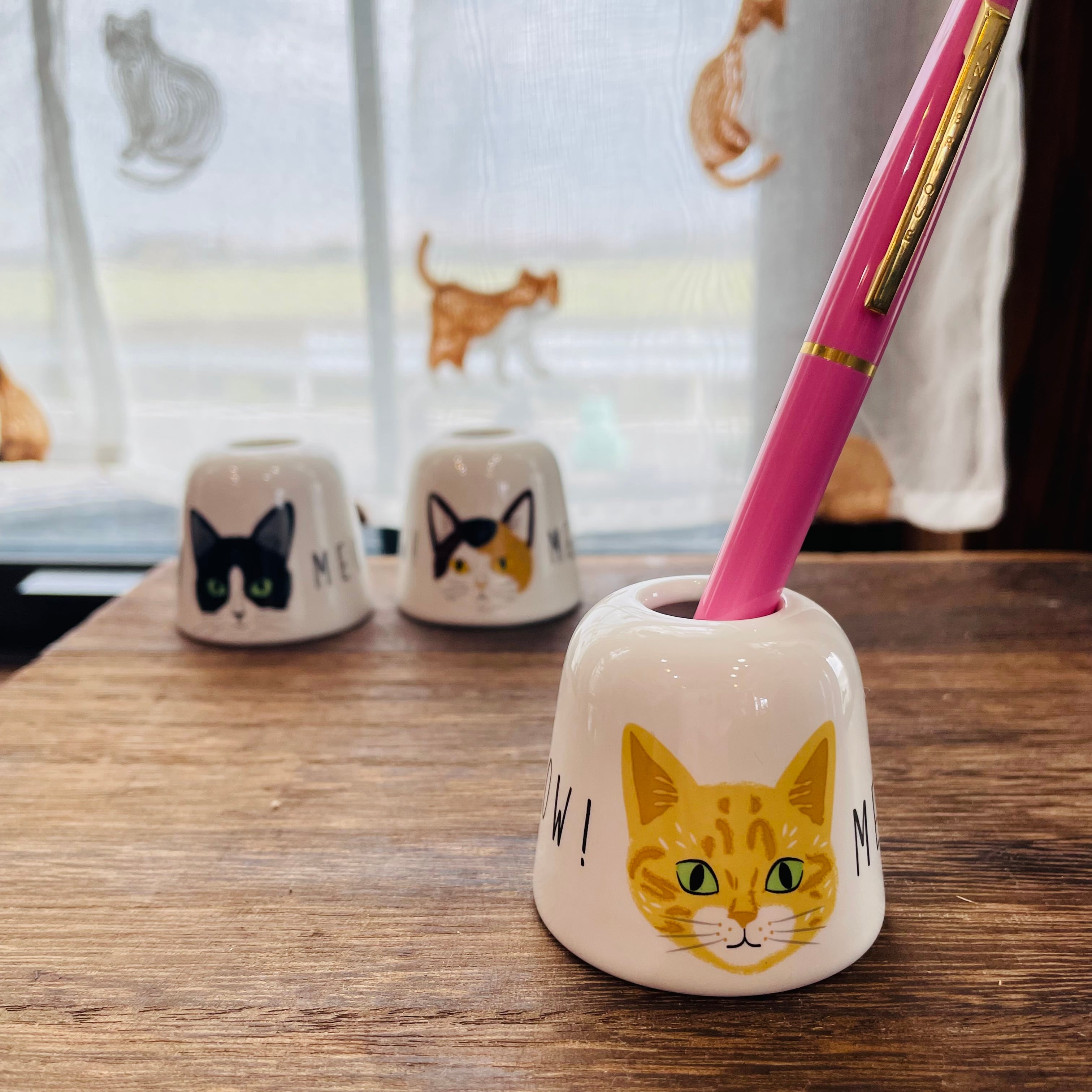 ペン&歯ブラシスタンド:ミャオ!ミャオ! 猫雑貨 ねこ雑貨 ねこグッズ ネコ かわいい雑貨 ペン立て