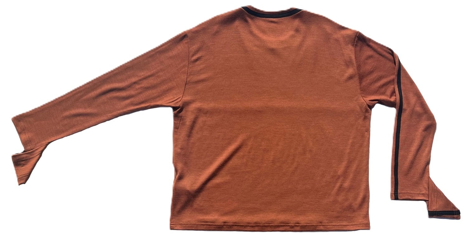 BUDO(ブドー) Merino Wool Long Cut Sleeveblack Terracotta×blackline