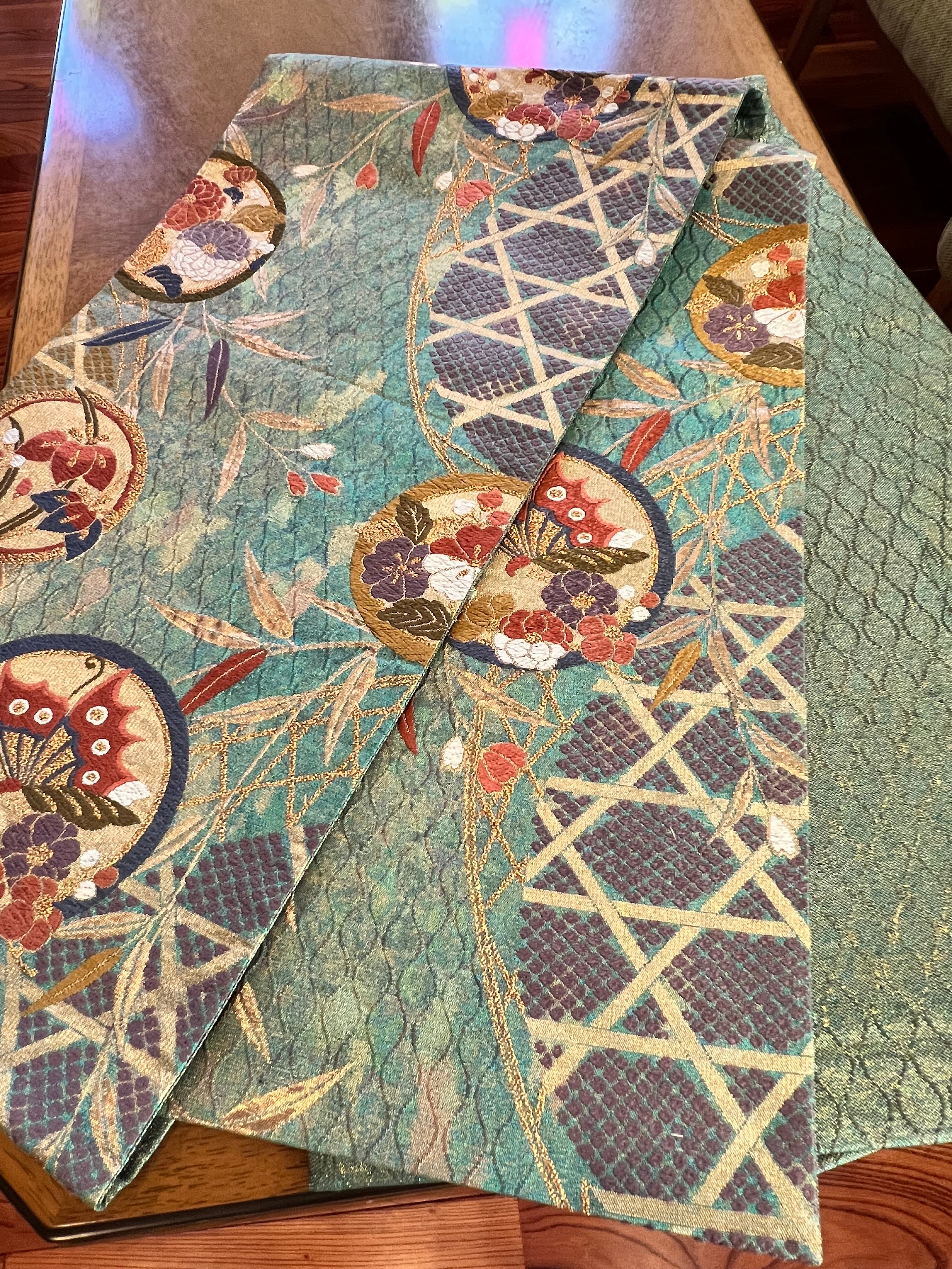 グリーン地蝶柄袋帯 | 和布 まつだ