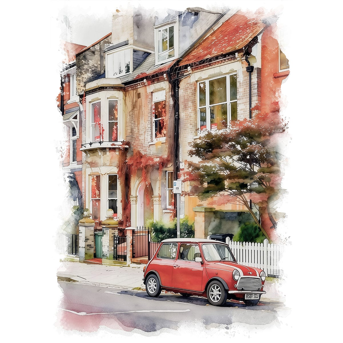 絵画 風景画(街並み) イギリス ロンドン ミニクーパー インテリア