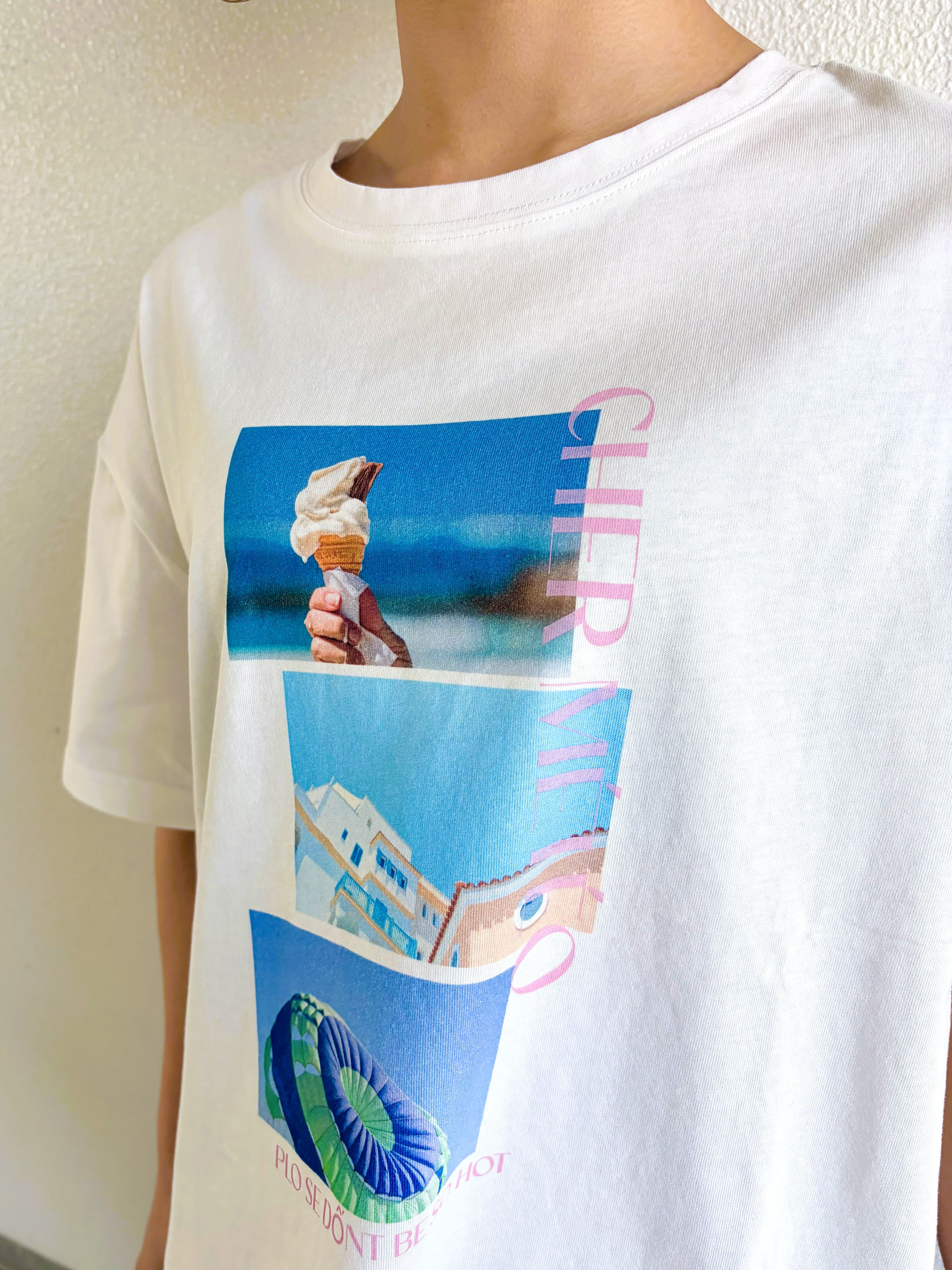 N°9286!】21s度詰め天竺フォトプリントスリットTシャツ（9207-63029