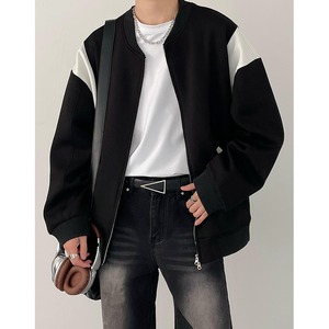 bicolor switching full zip up stand collar bomber jacket mr0625