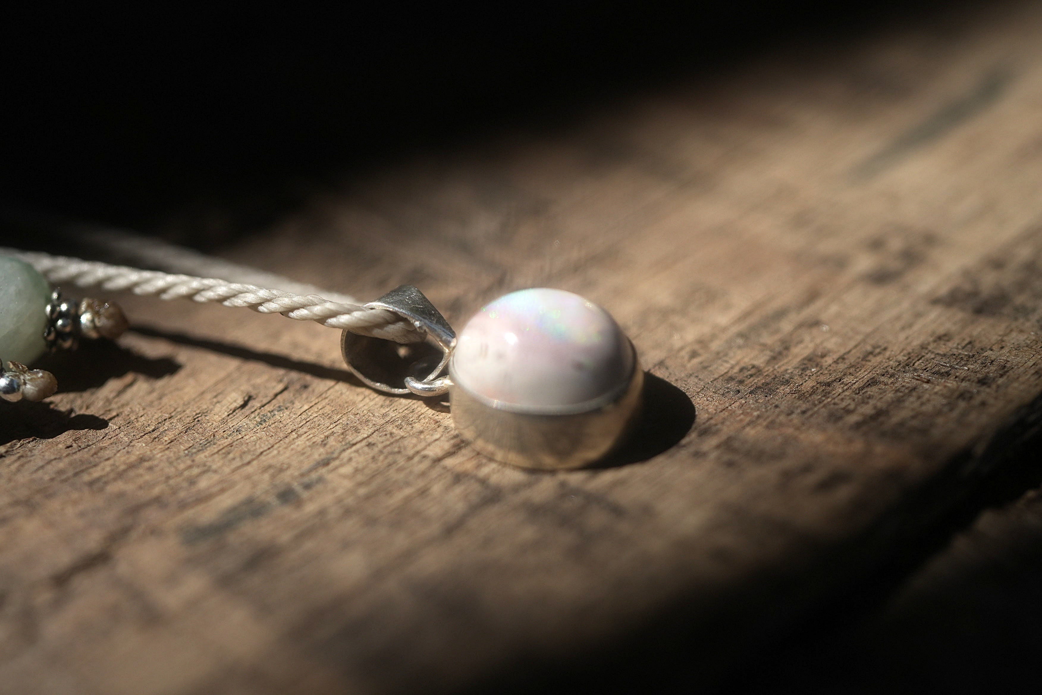 ブルーの夢虹色☆カンテラオパール シルバーネックレス1545 | Funky