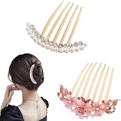 nalaina ヘアアクセサリー【2点セット】盛り髪 夜会巻きコーム 髪飾り 髪留め パール ヘアコーム キラキラ ヘアアク ヘアコーム ヘアアレンジ バレンタインデー 結婚式 和装 着物 卒業式 成人式 コーム