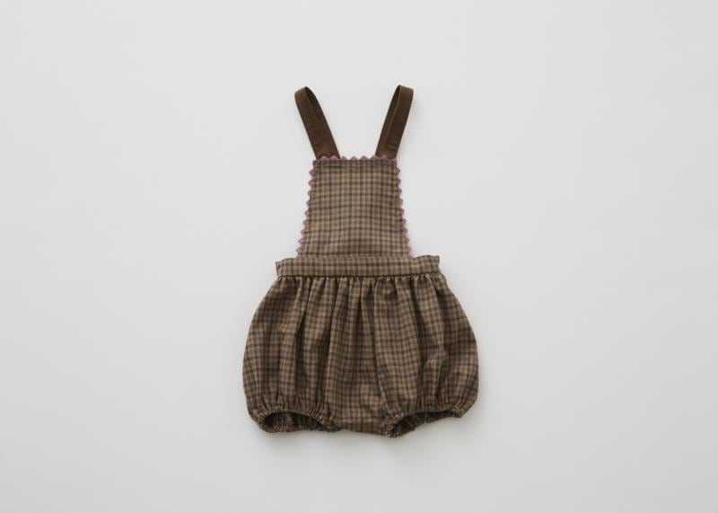 【 eLfin Folk 26AW 】 Country Check Baby Salopette / brown