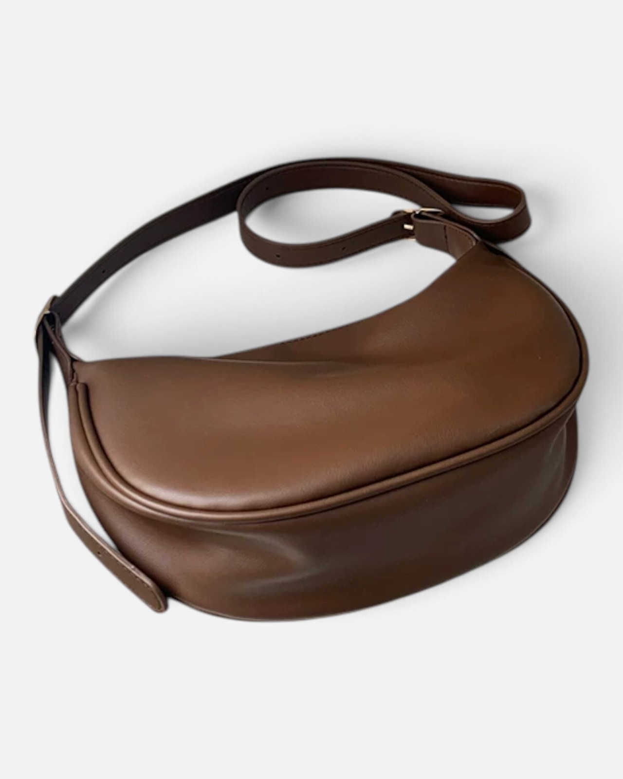 MINIMAL CRESCENT SHOULDER BAG / BROWN