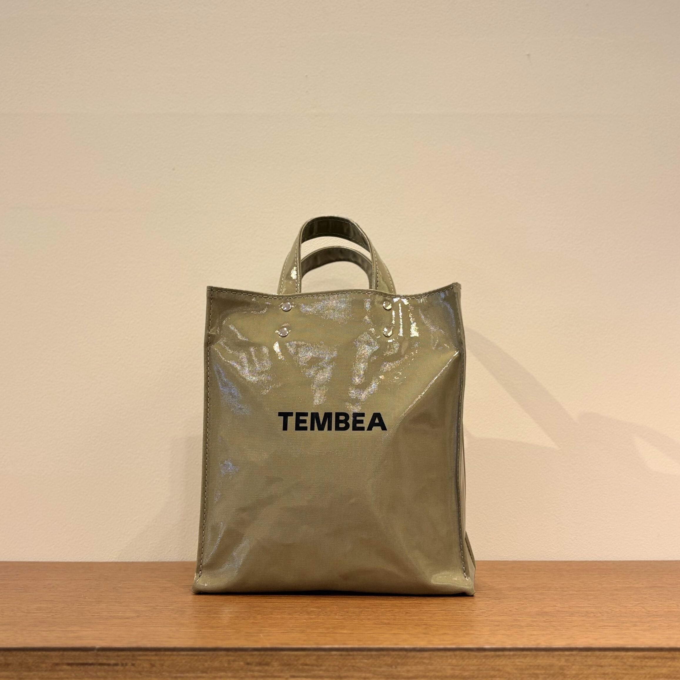 TEMBEA│PAPER TOTE SMALL | LT-OLIVE / CELESTE-BLUE / CHECK LT-BLUE