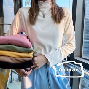 【韓国通販 dgo】half high neck long sleeve shirt 6colors（A0706）