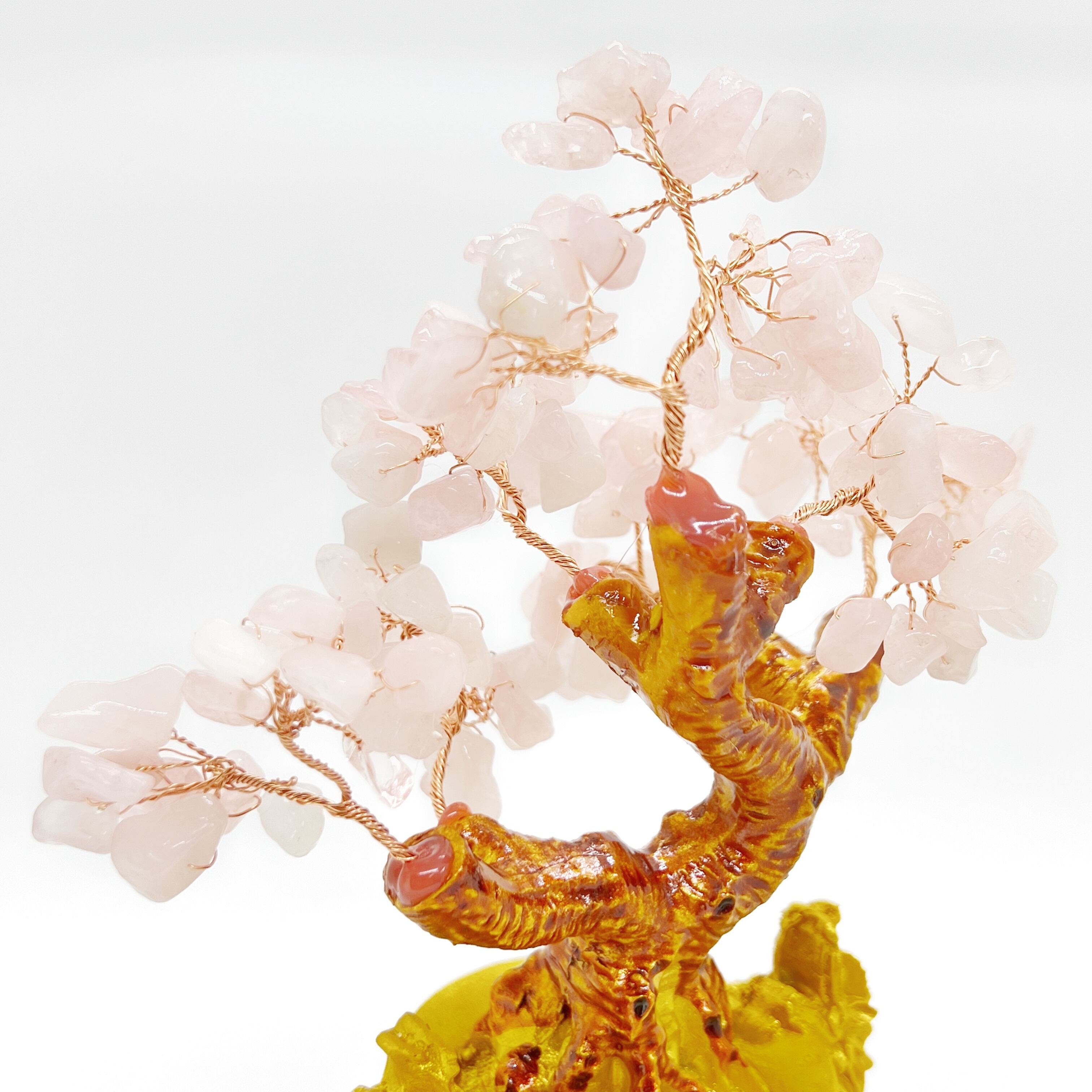 招財樹 壺型 ローズクォーツ 龍 風水置物 インテリア 金運祈願 開運