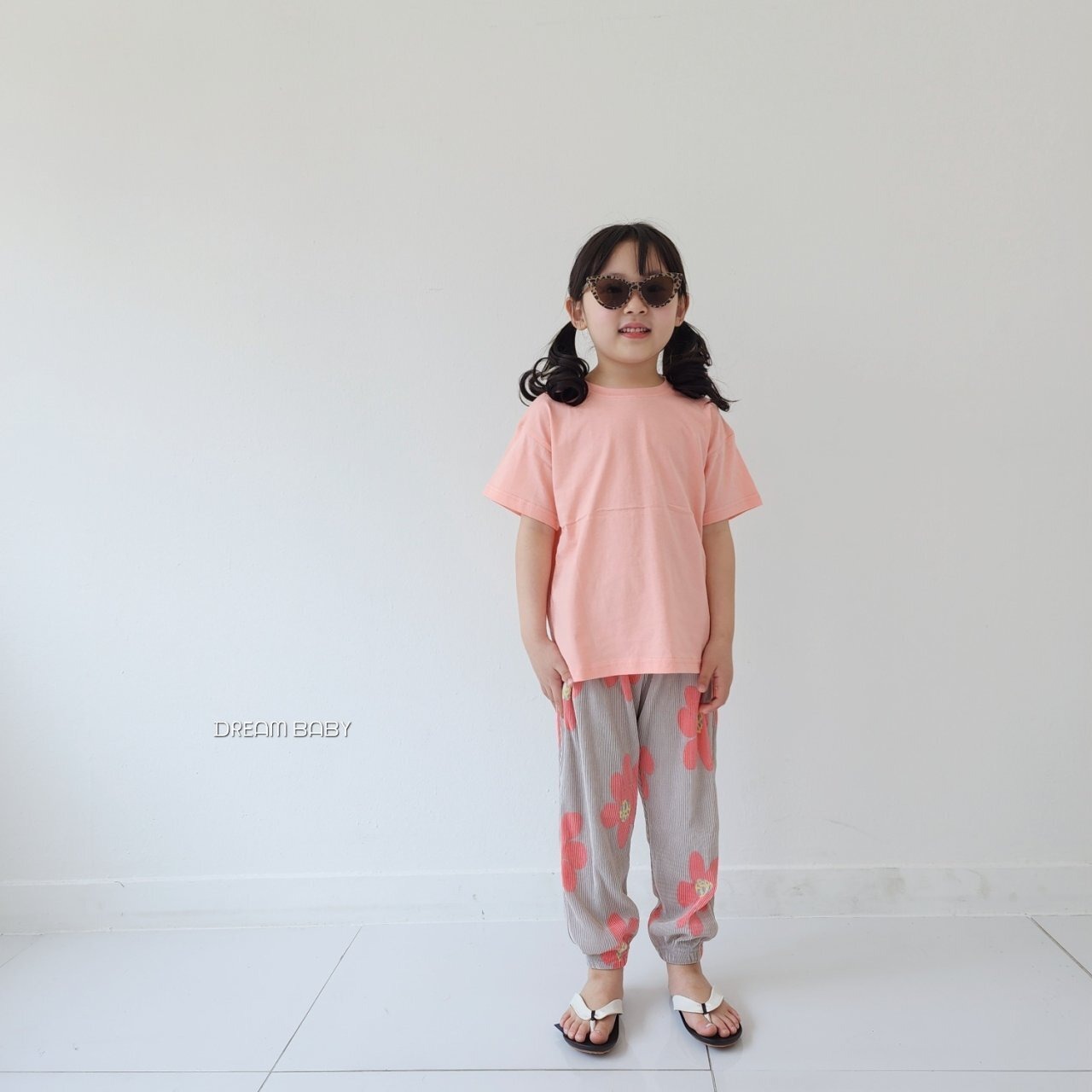 フラワープリーツサルエルパンツ ベージュ 80~130cm  240425 - 3