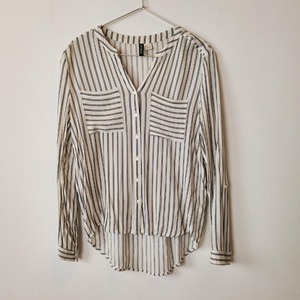 【USED】H＆M　ストライプシャツ　後ろ丈長め　