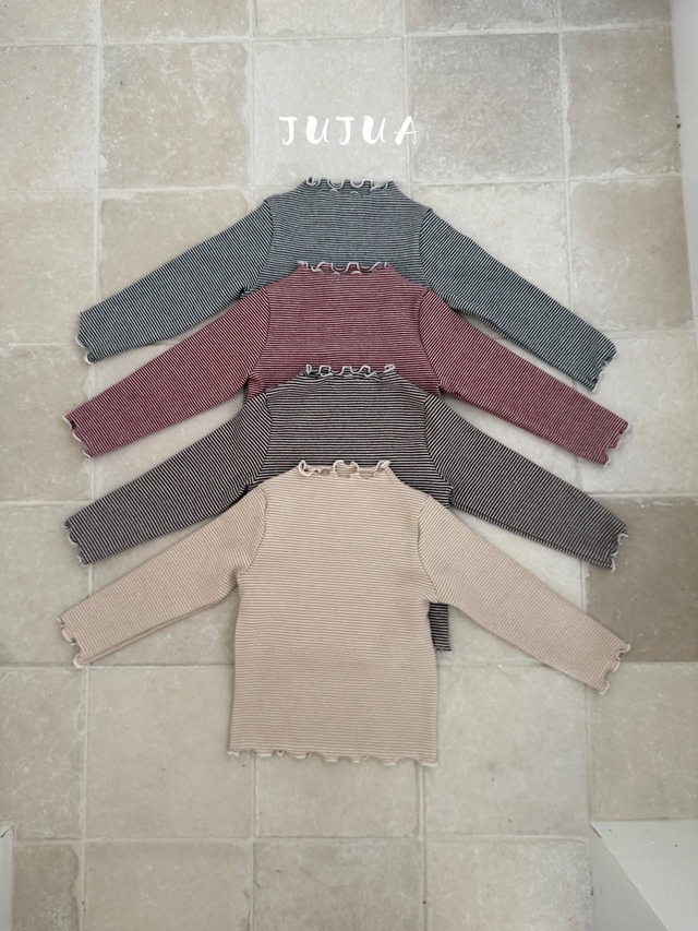 【取寄】jujua｜stripe turtleneck tee｜ボーダータートルネックT｜XS-XL｜kids｜26 autumn