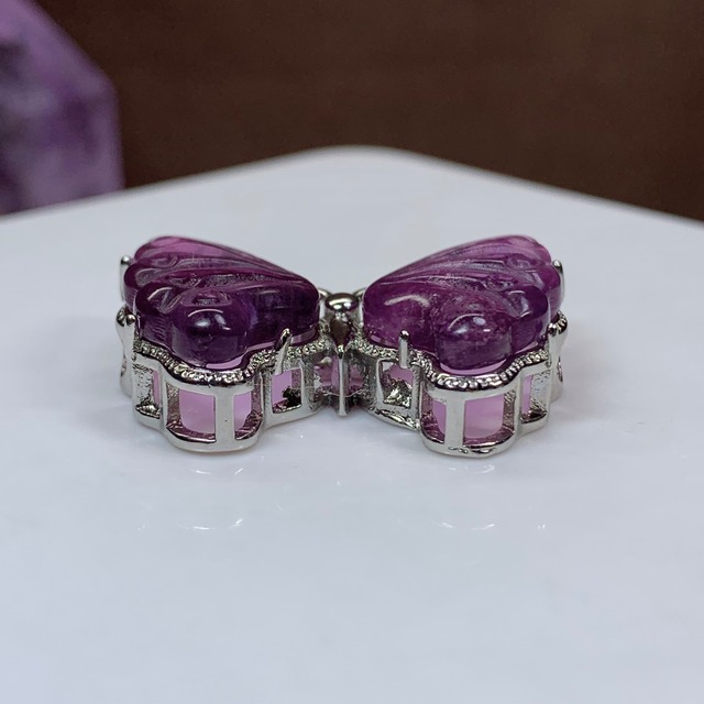 8.フローライト蝶々・横貫通穴☆パーツ