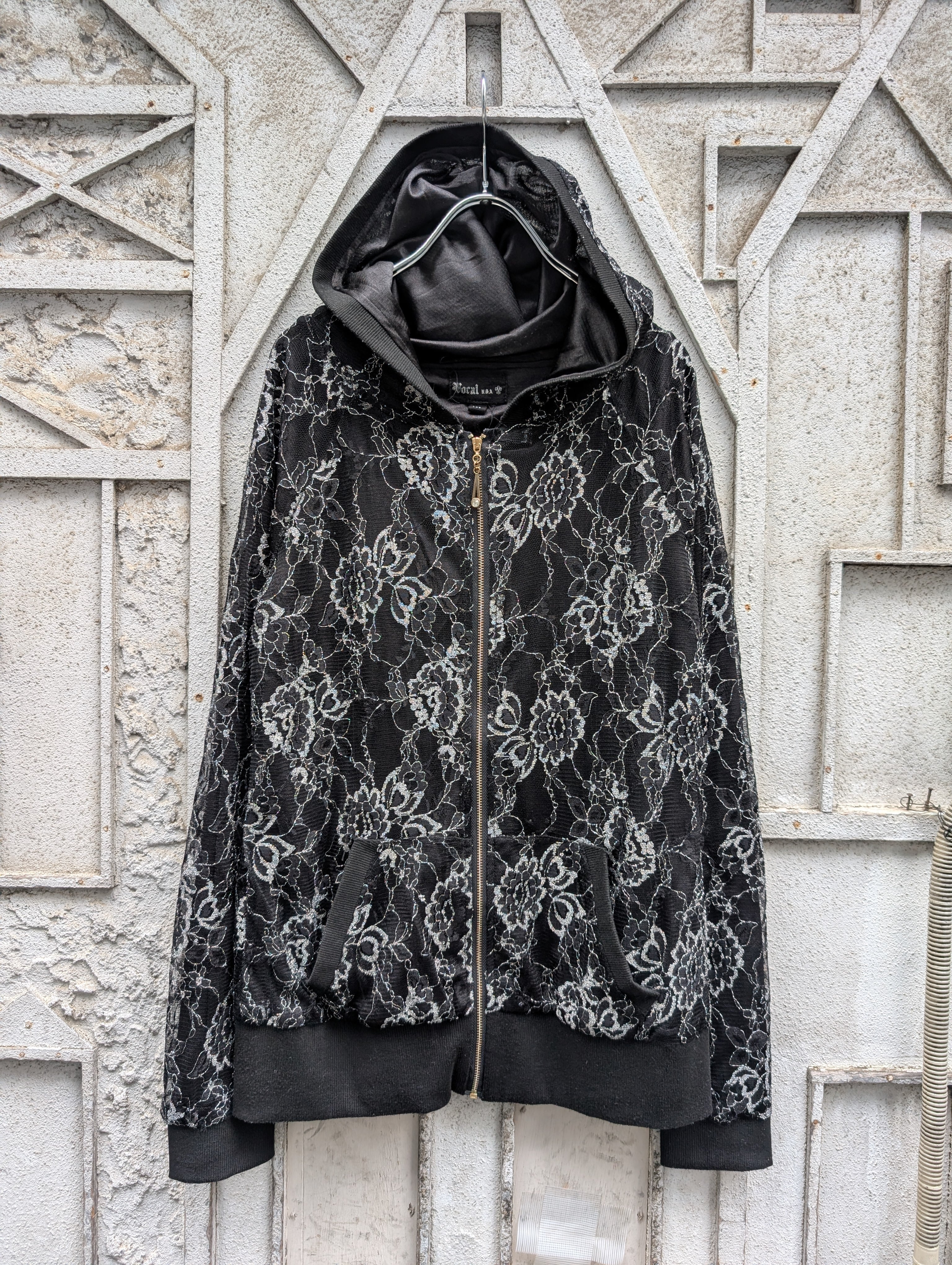 "METALLIC LACE" zip up hoodie