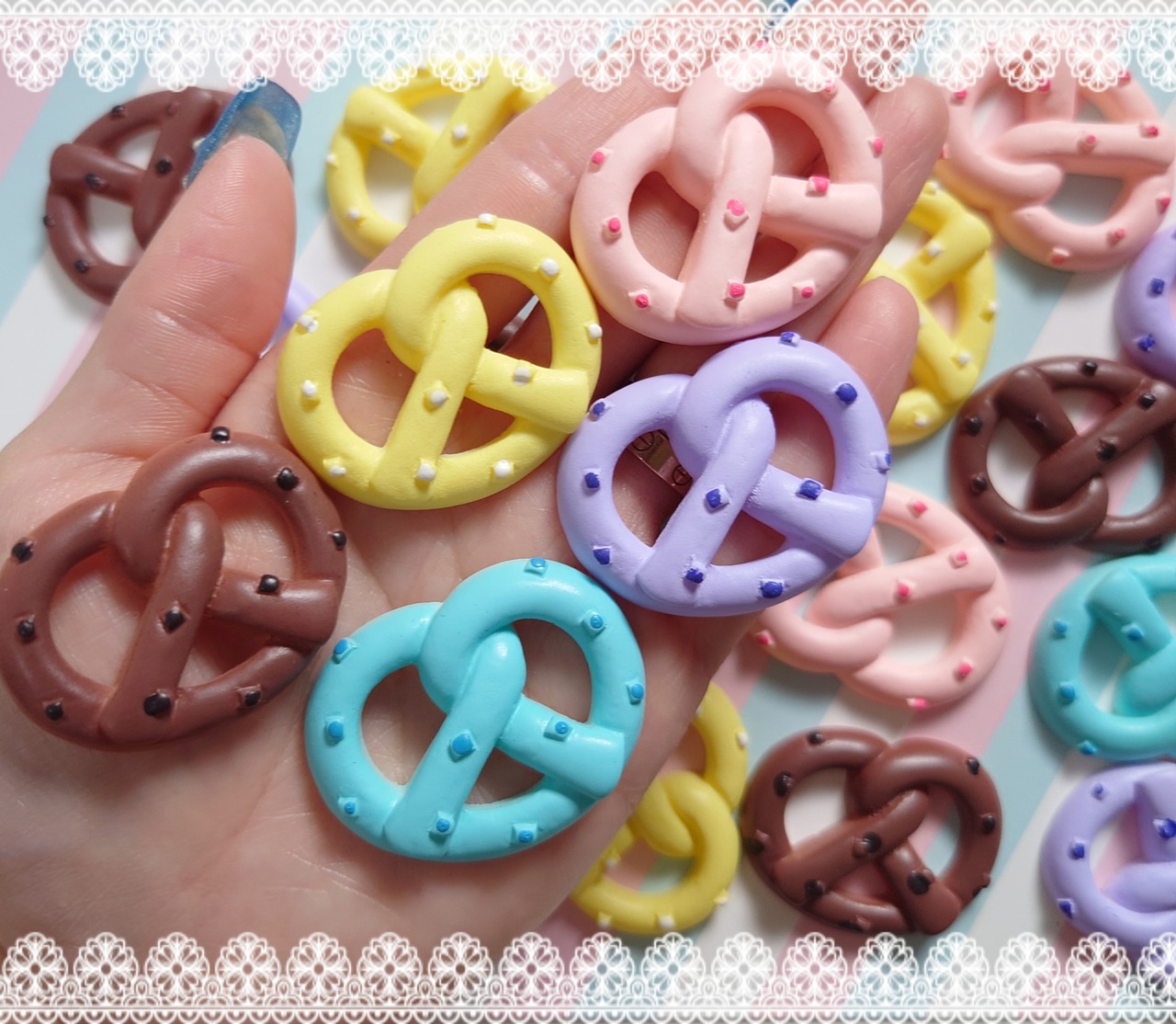 [５個]"ビッグ"カラフルプレッシェル／５色:30mm×40mm